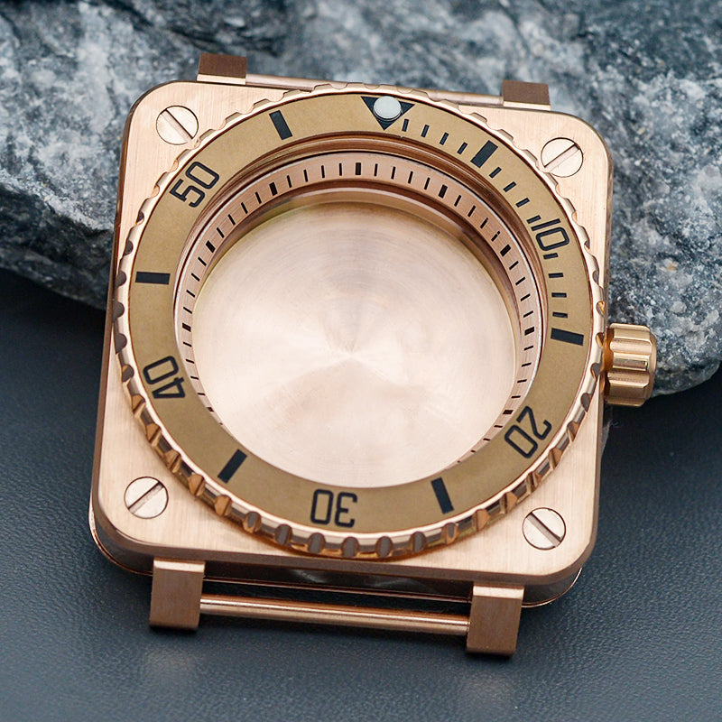 RoseGold Yellow Square Case with Coin Edge Bezel Watch Case Set