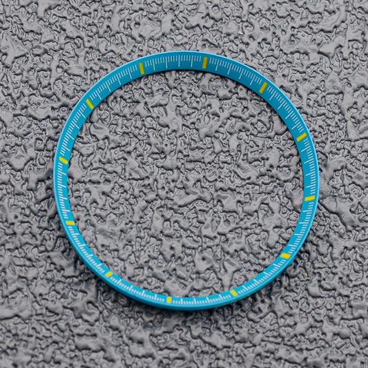 30.5mm Blue Plastic Chapter Ring with Yellow Thin Finish