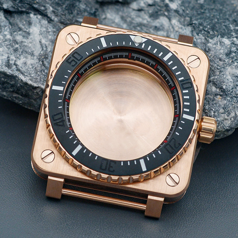 RoseGold Yellow Square Case with Coin Edge Bezel Watch Case Set