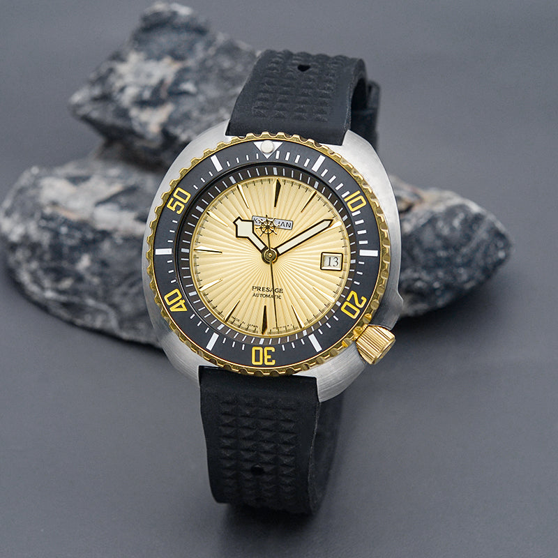 KARAJAN Mod Silver Turtle Dive Watch with Sunburst Dial