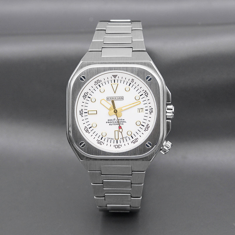 Silver Nautilus Watch with White Dial