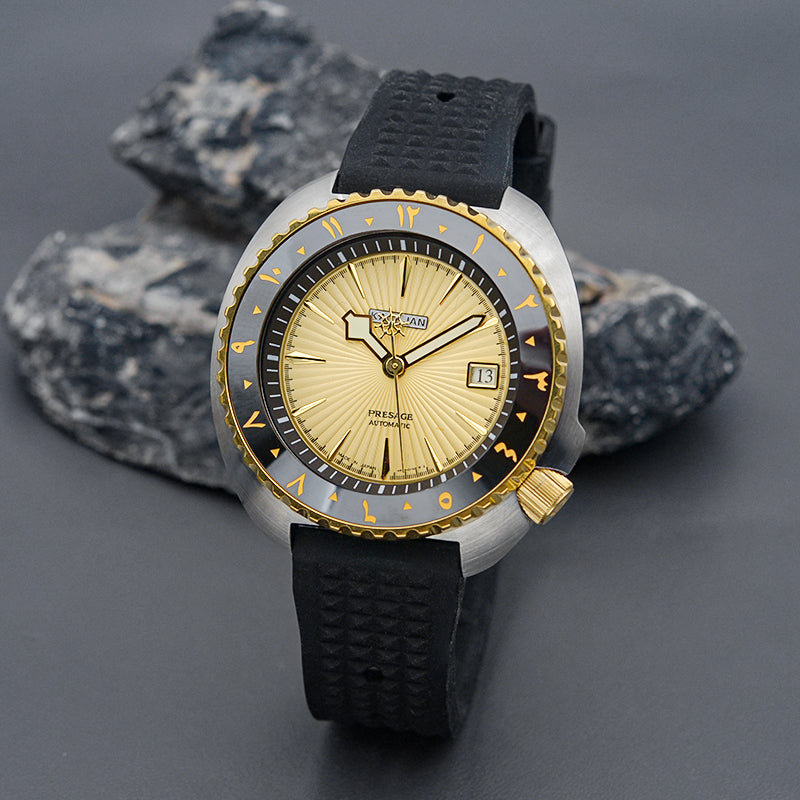 KARAJAN Mod Silver Turtle Dive Watch with Sunburst Dial