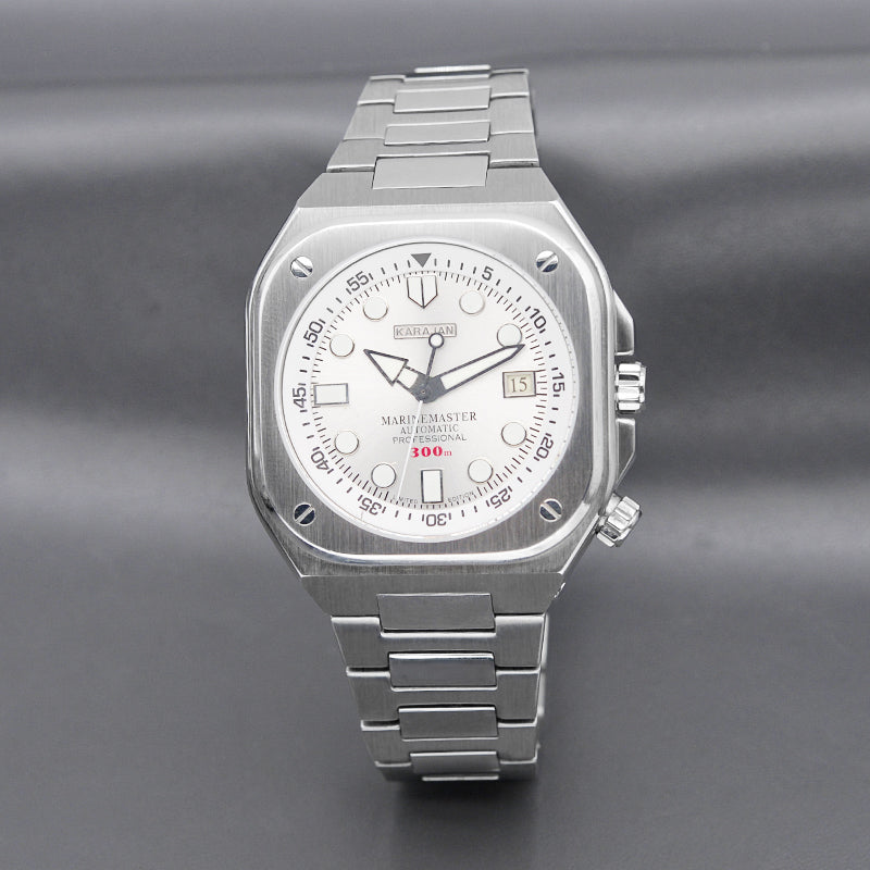 Silver Nautilus Watch with White Dial