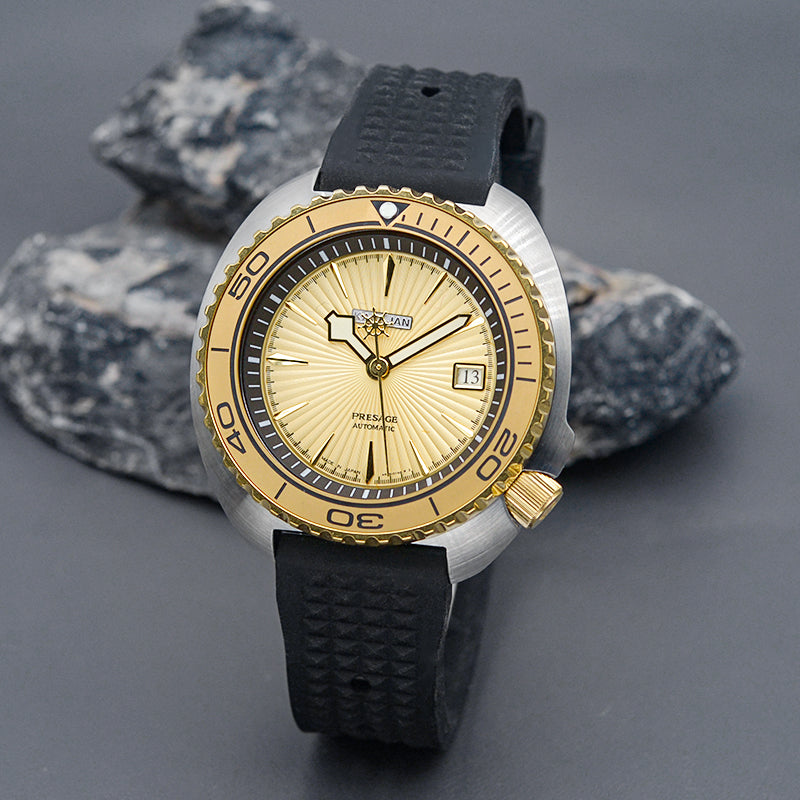 KARAJAN Mod Silver Turtle Dive Watch with Sunburst Dial