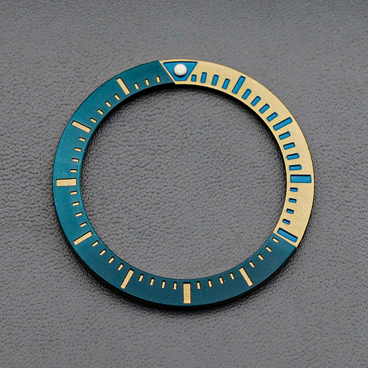 37x30mm Aluminium Navy Blue Yellow Bezel Insert