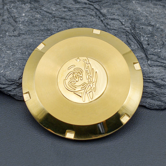 Can customize laser engraving Gold Wave Sealed Watch Caseback