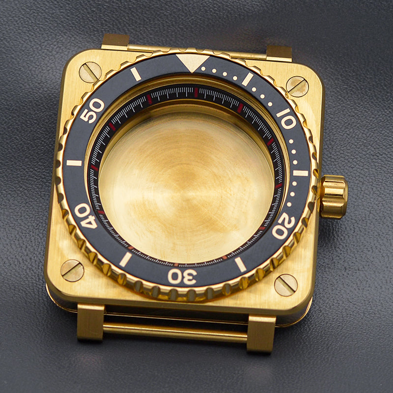 Gold Black Square Case with Coin Edge Bezel Watch Case Set