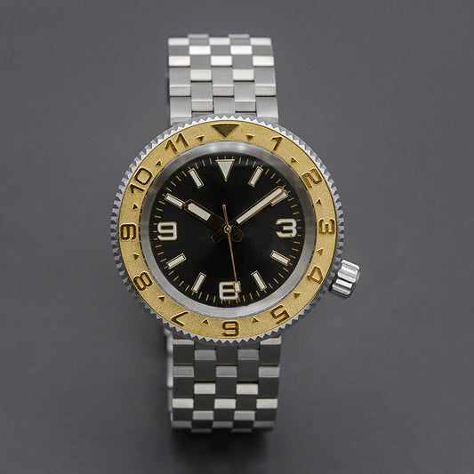 KARAJAN Mod Silver Tuna Dive Watch with Gold Insert