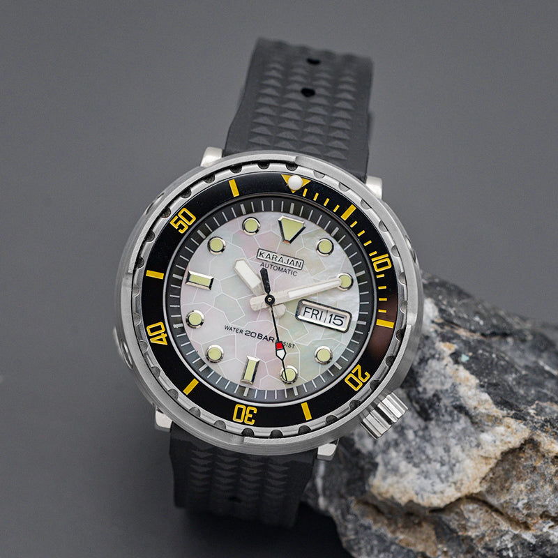 KARAJAN Mod Silver Tuna Dive Watch with Black Insert