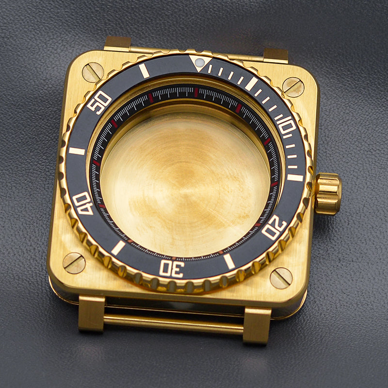 Gold Black Square Case with Coin Edge Bezel Watch Case Set