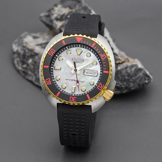 KARAJAN Mod Silver Turtle Dive Watch with Shell Dial