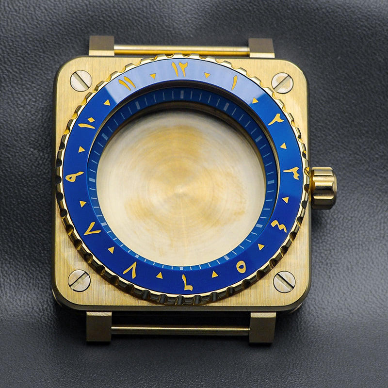 Gold Blue Case with Coin Edge Bezel Watch Case Set