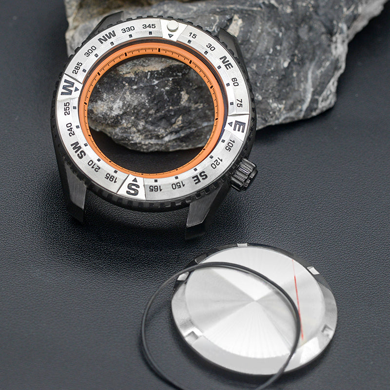 NEW PROSPEX Silver Watch Case Set with Orange Chapter Ring