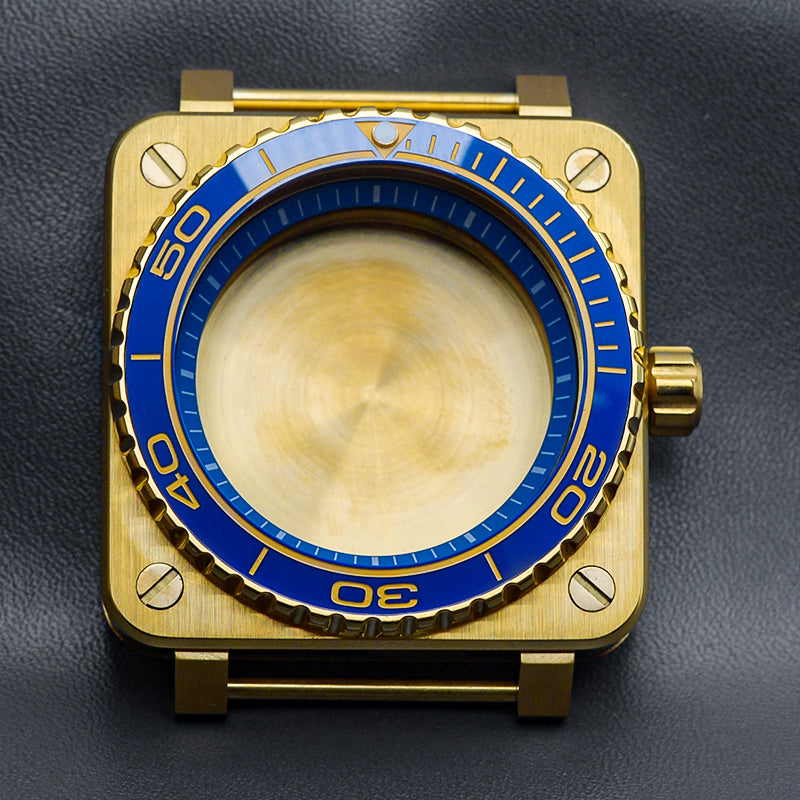 Gold Blue Case with Coin Edge Bezel Watch Case Set