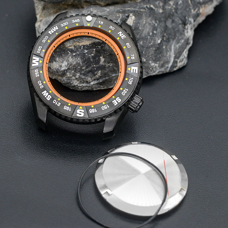 NEW PROSPEX Silver Watch Case Set with Orange Chapter Ring