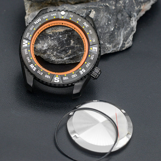 NEW PROSPEX Silver Watch Case Set with Orange Chapter Ring