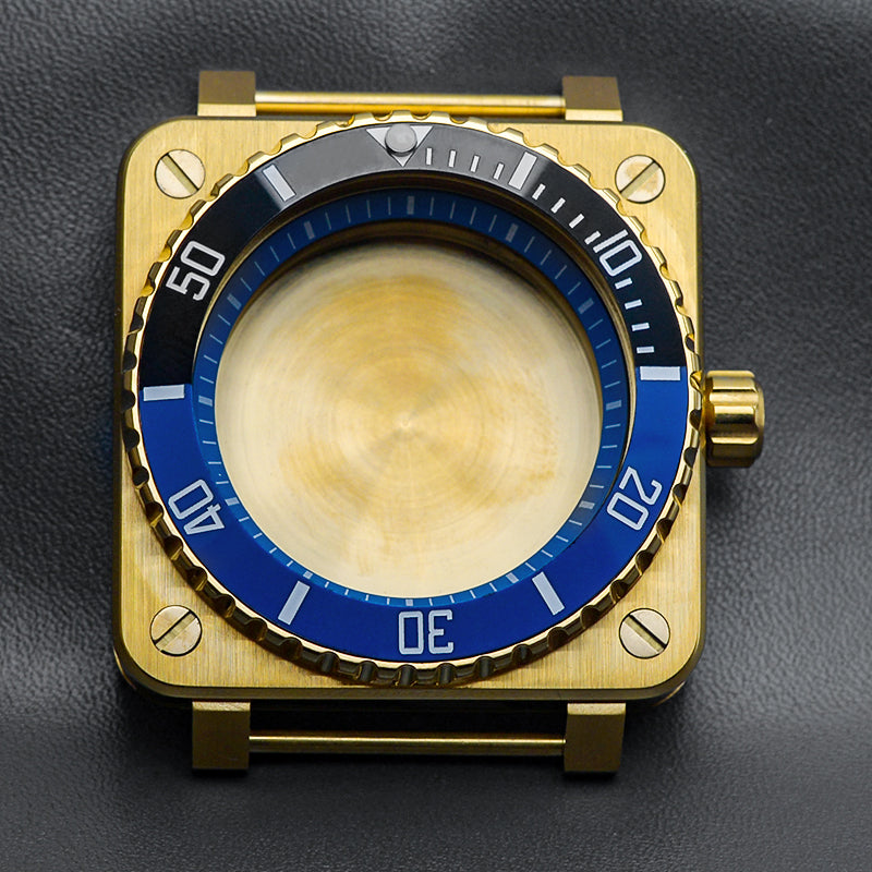 Gold Blue Case with Coin Edge Bezel Watch Case Set