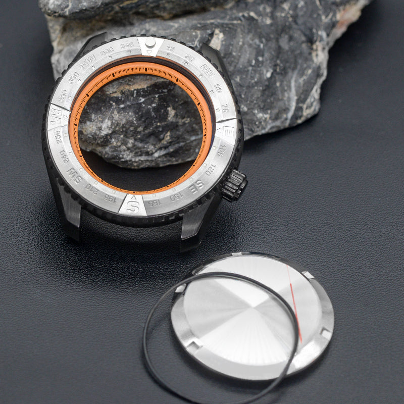 NEW PROSPEX Silver Watch Case Set with Orange Chapter Ring