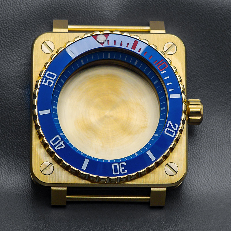 Gold Blue Case with Coin Edge Bezel Watch Case Set