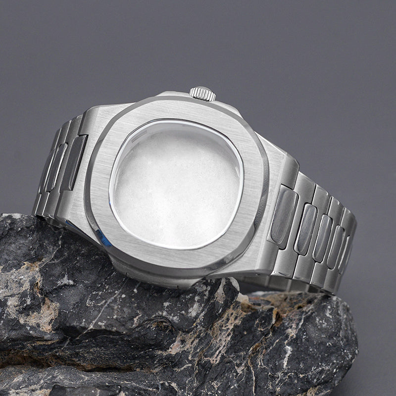 Silver Nautilus Watch Case with Bracelet