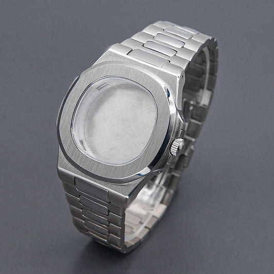 Silver Nautilus Watch Case with Bracelet