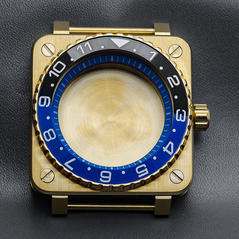 Gold Blue Case with Coin Edge Bezel Watch Case Set