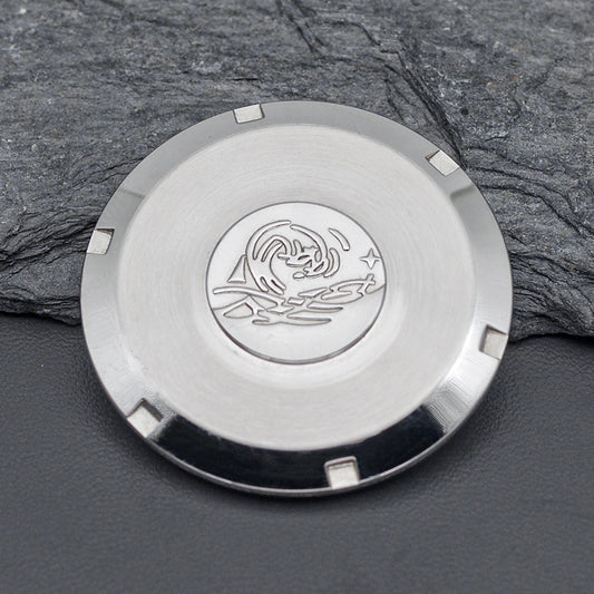 Can customize laser engraving Silver Wave Sealed Watch Caseback