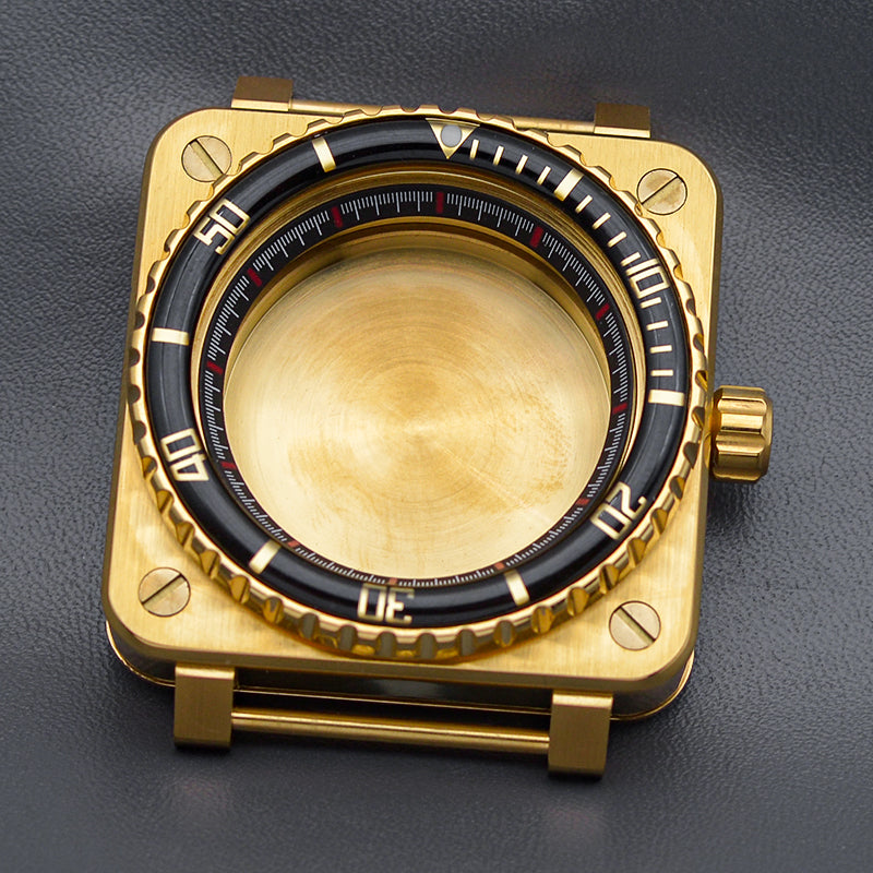 Watch Case Inner Bezel Gold Black Square Case with Coin Edge Bezel Watch Case Set – KARAJAN