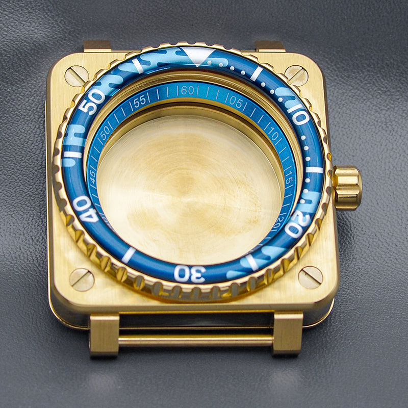 Gold Blue Case with Coin Edge Bezel Watch Case Set