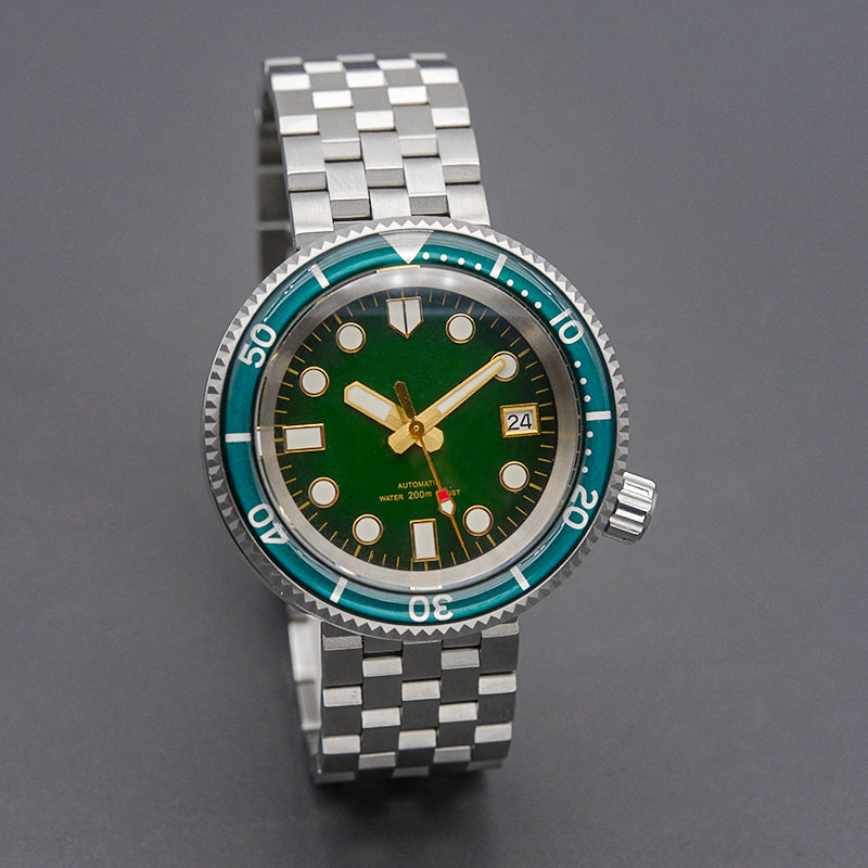 KARAJAN Mod Silver Tuna Dive Watch with Green Dial