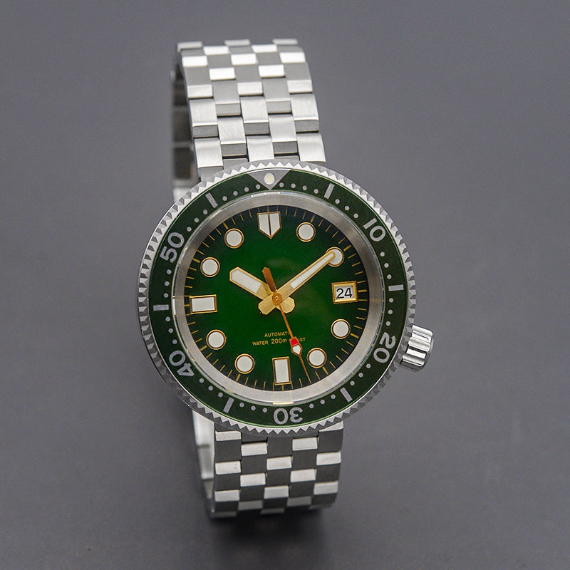 KARAJAN Mod Silver Tuna Dive Watch with Green Dial