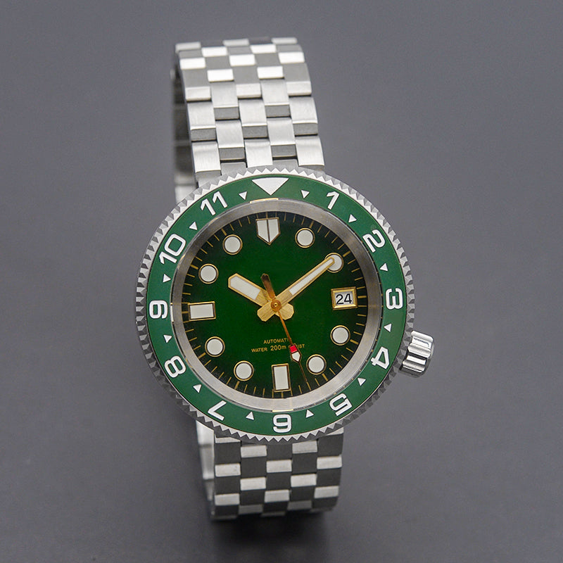 KARAJAN Mod Silver Tuna Dive Watch with Green Dial