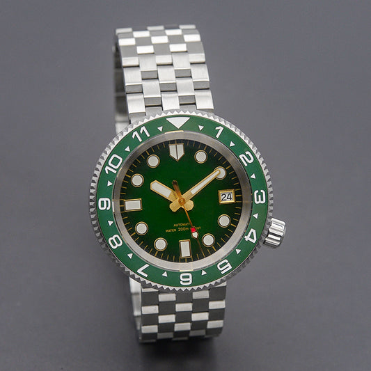 KARAJAN Mod Silver Tuna Dive Watch with Green Dial