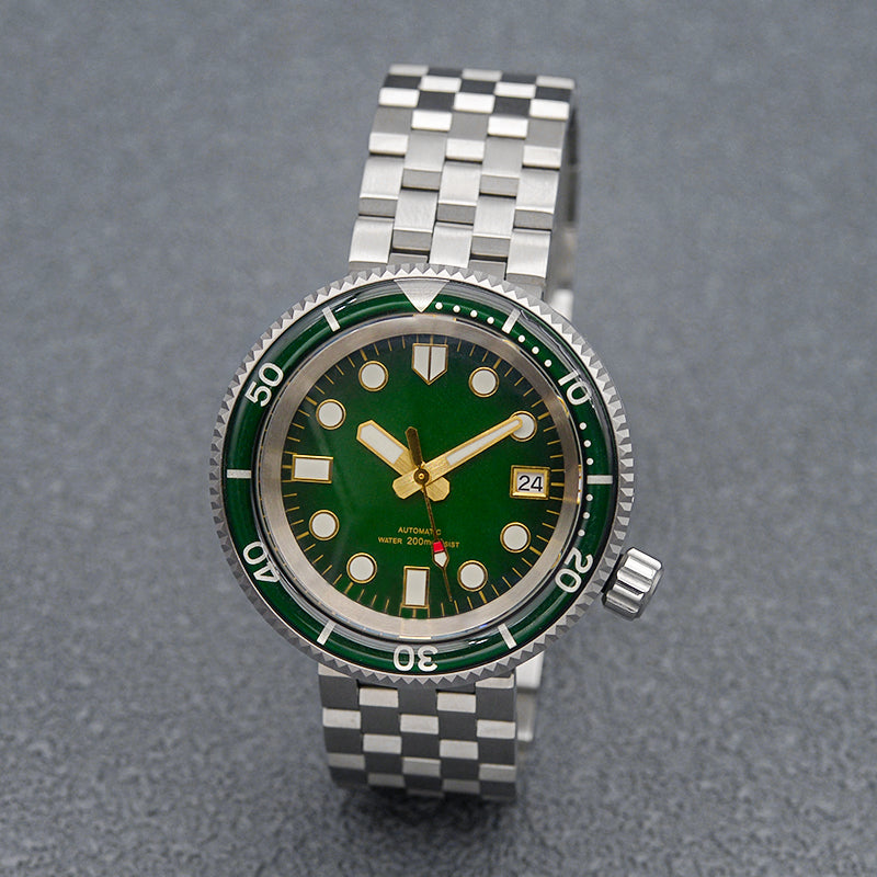 KARAJAN Mod Silver Tuna Dive Watch with Green Dial