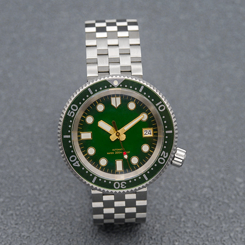 KARAJAN Mod Silver Tuna Dive Watch with Green Dial