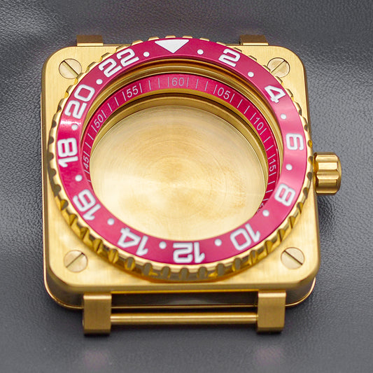 Gold Pink Case with Coin Edge Bezel Watch Case Set