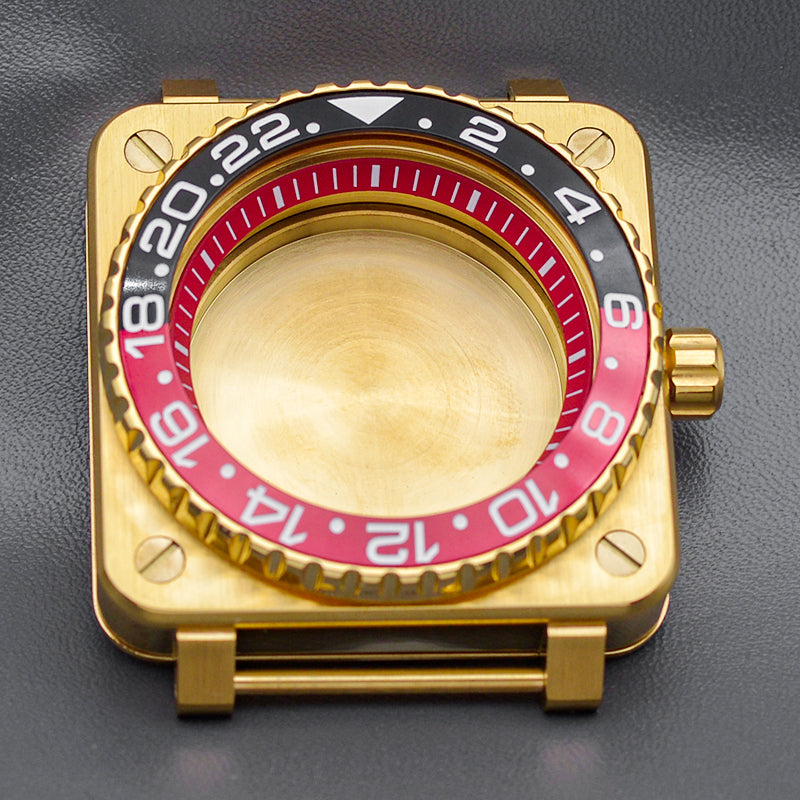 Gold Black Red Case with Coin Edge Bezel Watch Case Set