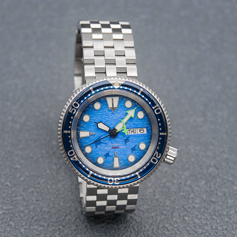 KARAJAN Mod Silver Tuna Dive Watch with Blue Dial