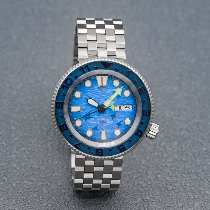 KARAJAN Mod Silver Tuna Dive Watch with Blue Dial