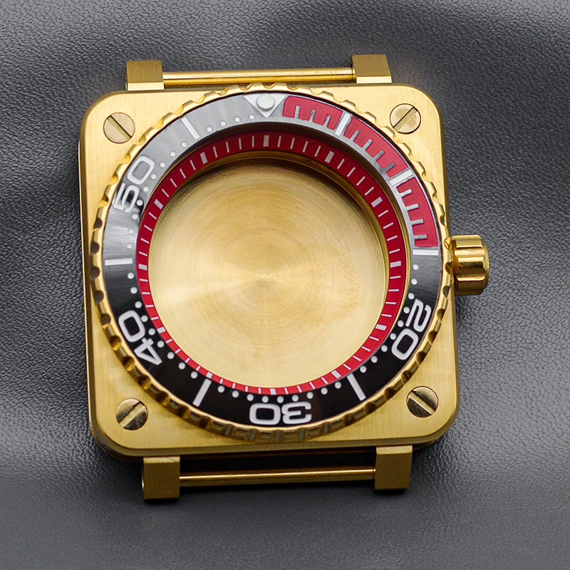 Gold Black Red Case with Coin Edge Bezel Watch Case Set