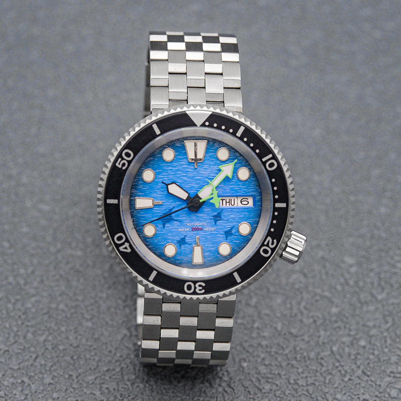 KARAJAN Mod Silver Tuna Dive Watch with Blue Dial