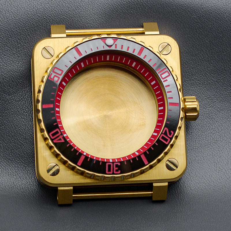 Gold Black Red Case with Coin Edge Bezel Watch Case Set