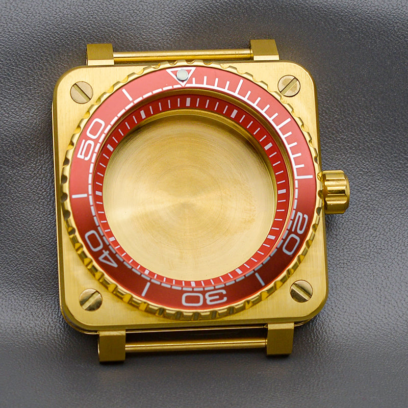 Gold Black Red Case with Coin Edge Bezel Watch Case Set