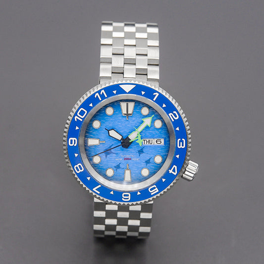 KARAJAN Mod Silver Tuna Dive Watch with Blue Dial