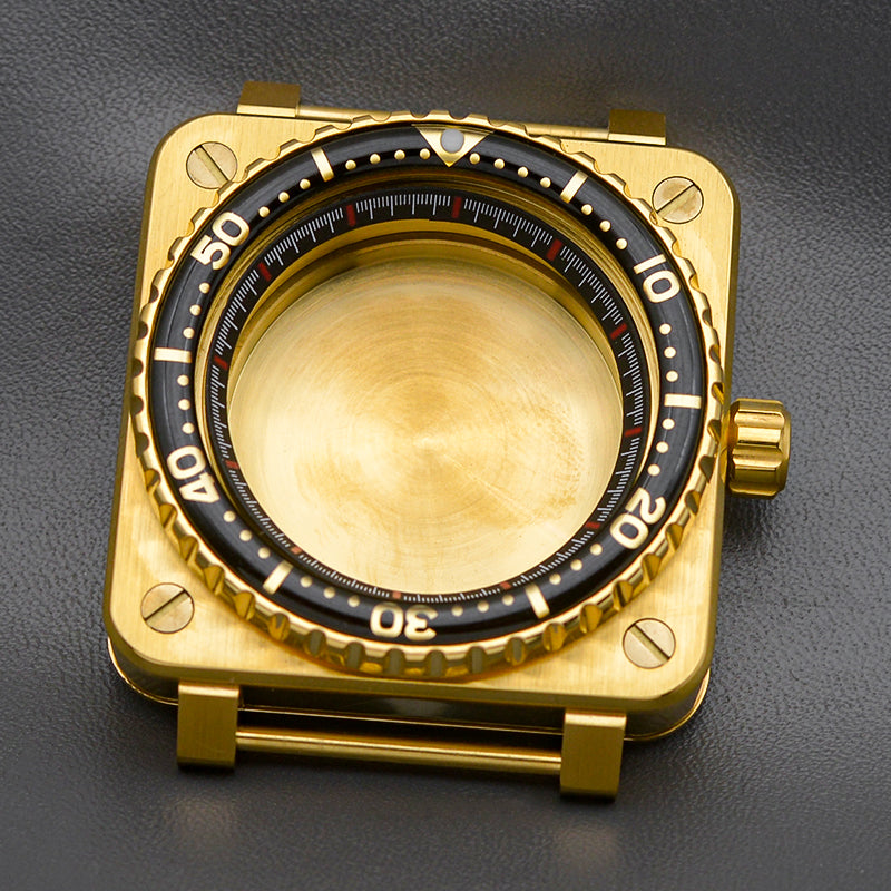 Gold Black Square Case with Coin Edge Bezel Watch Case Set