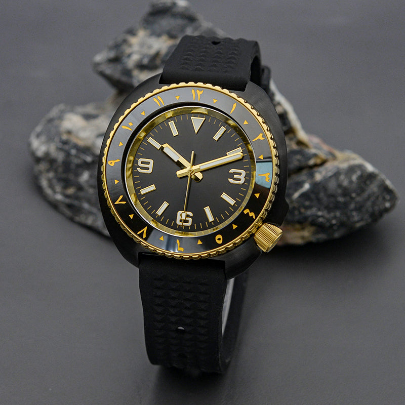 KARAJAN Mod Black Turtle Dive Watch with Black Dial