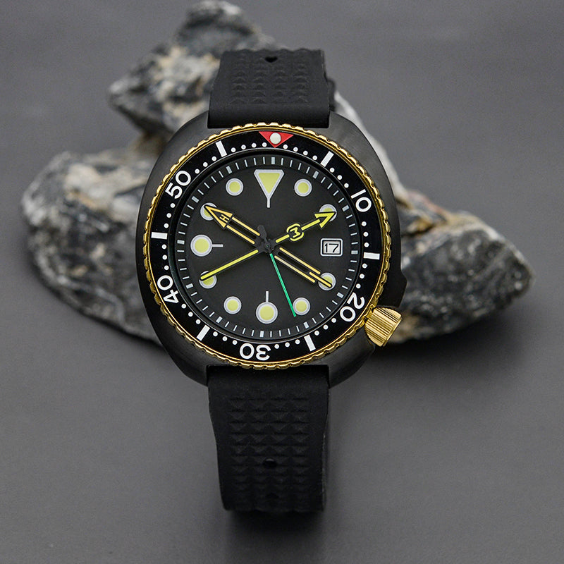 KARAJAN Mod Black Turtle Dive Watch with Black Dial