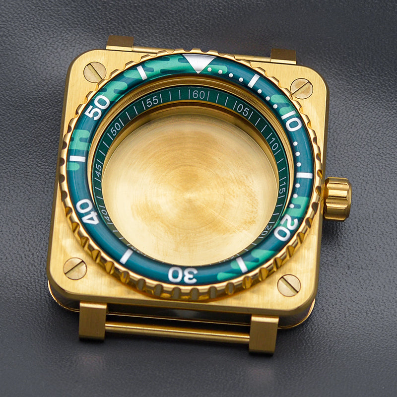 Gold Green Case with Coin Edge Bezel Watch Case Set