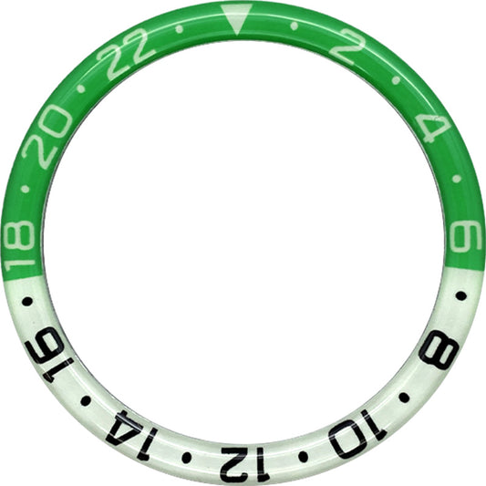 SKX007/SRPD 38*31.5mm Resin Bezel insert:Green/White GMT Style