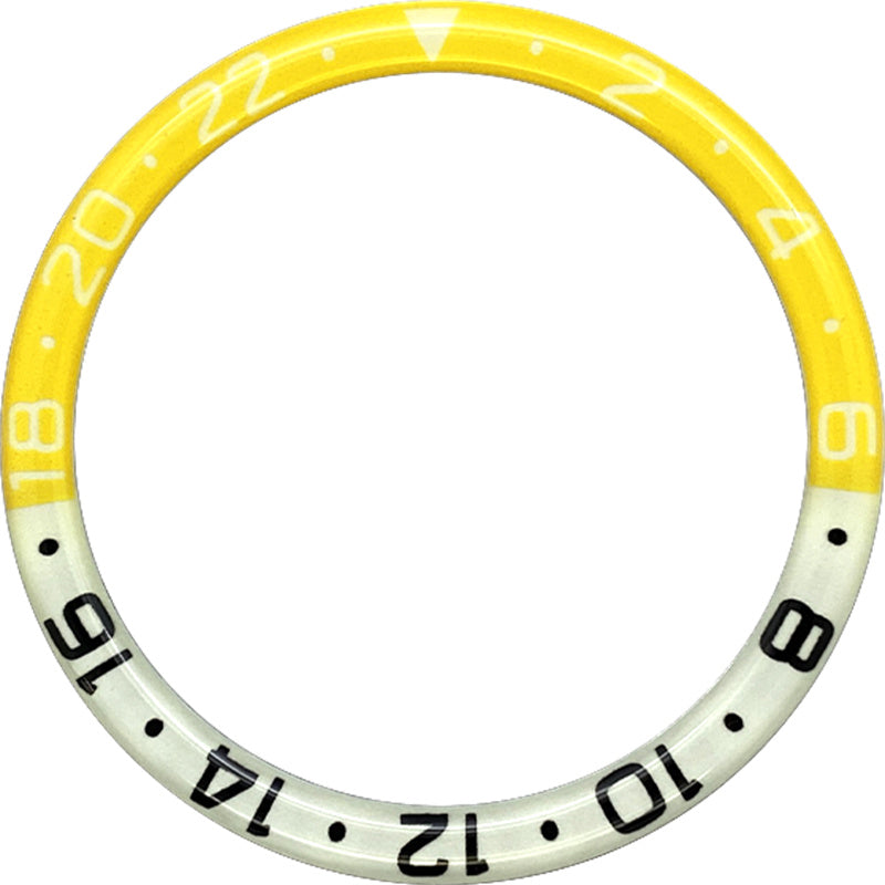 SKX007/SRPD 38*31.5mm Resin Bezel insert: Yellow/White GMT Style